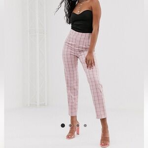 Missguided Pink Checkered Cropped Pants